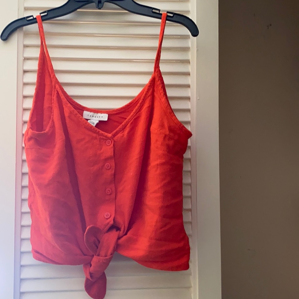 TOPSHOP TIE FRONT CROP TOP